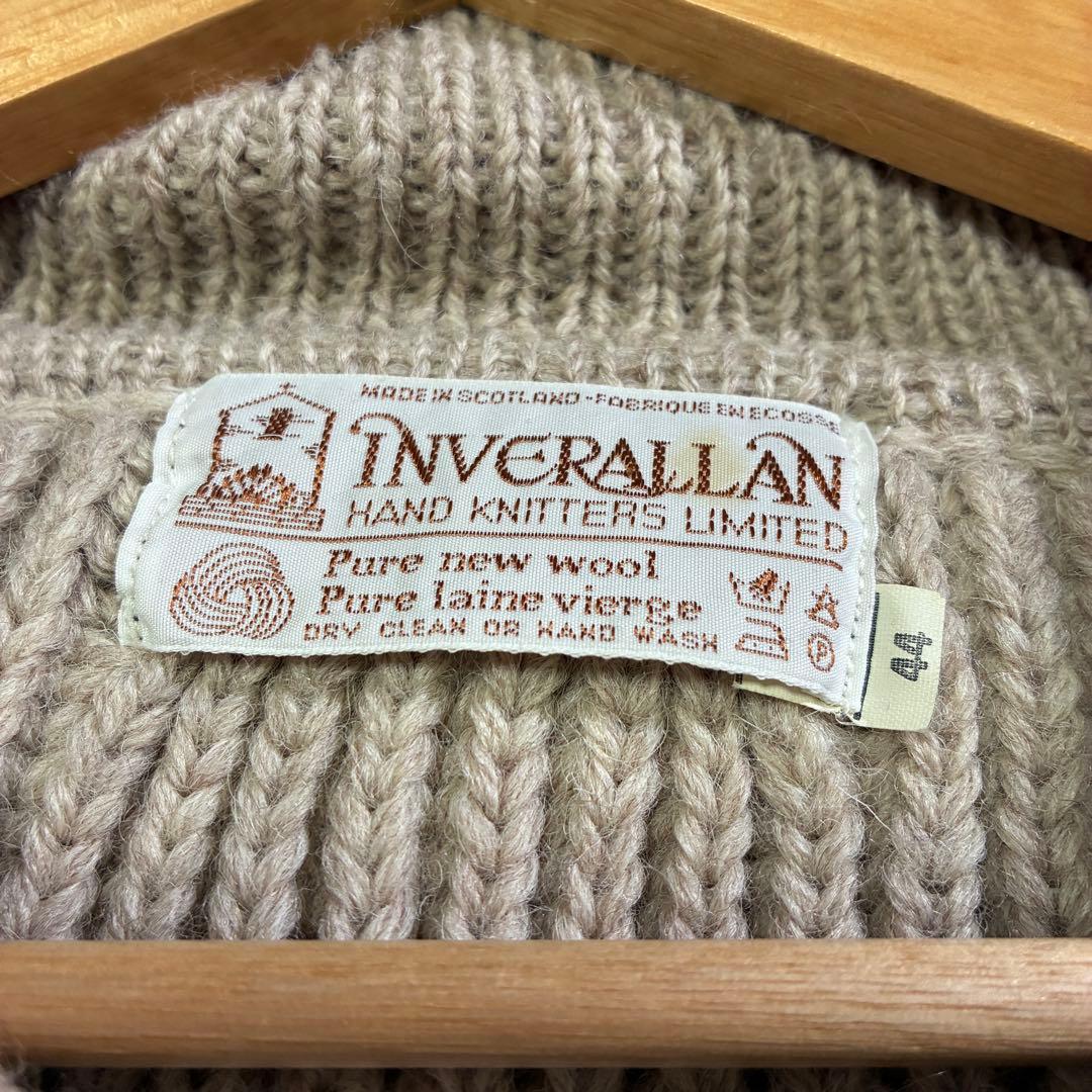 【希少】INVERALLAN スエード切替 カーディガン 44 茶タグ 英国製 INVERALLAN