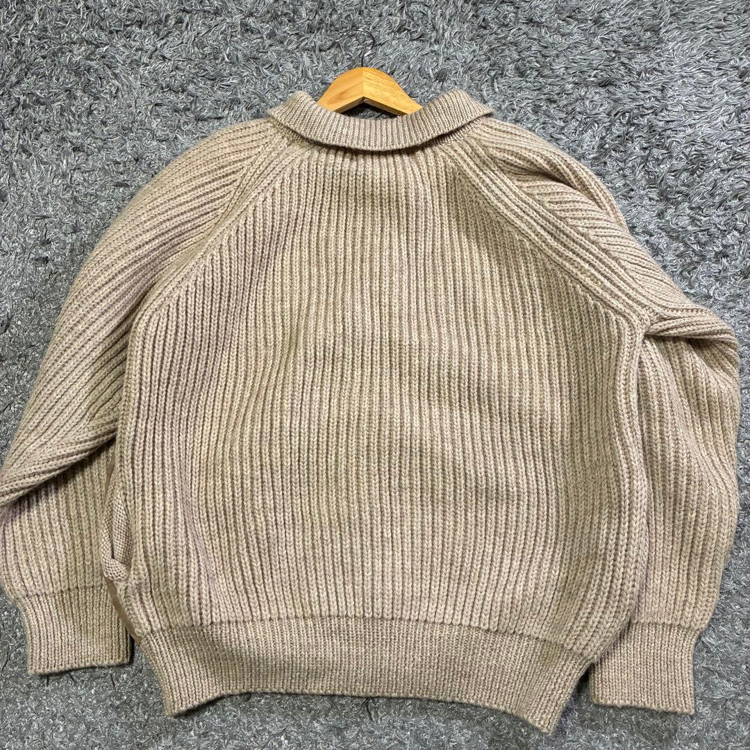 【希少】INVERALLAN スエード切替 カーディガン 44 茶タグ 英国製 INVERALLAN