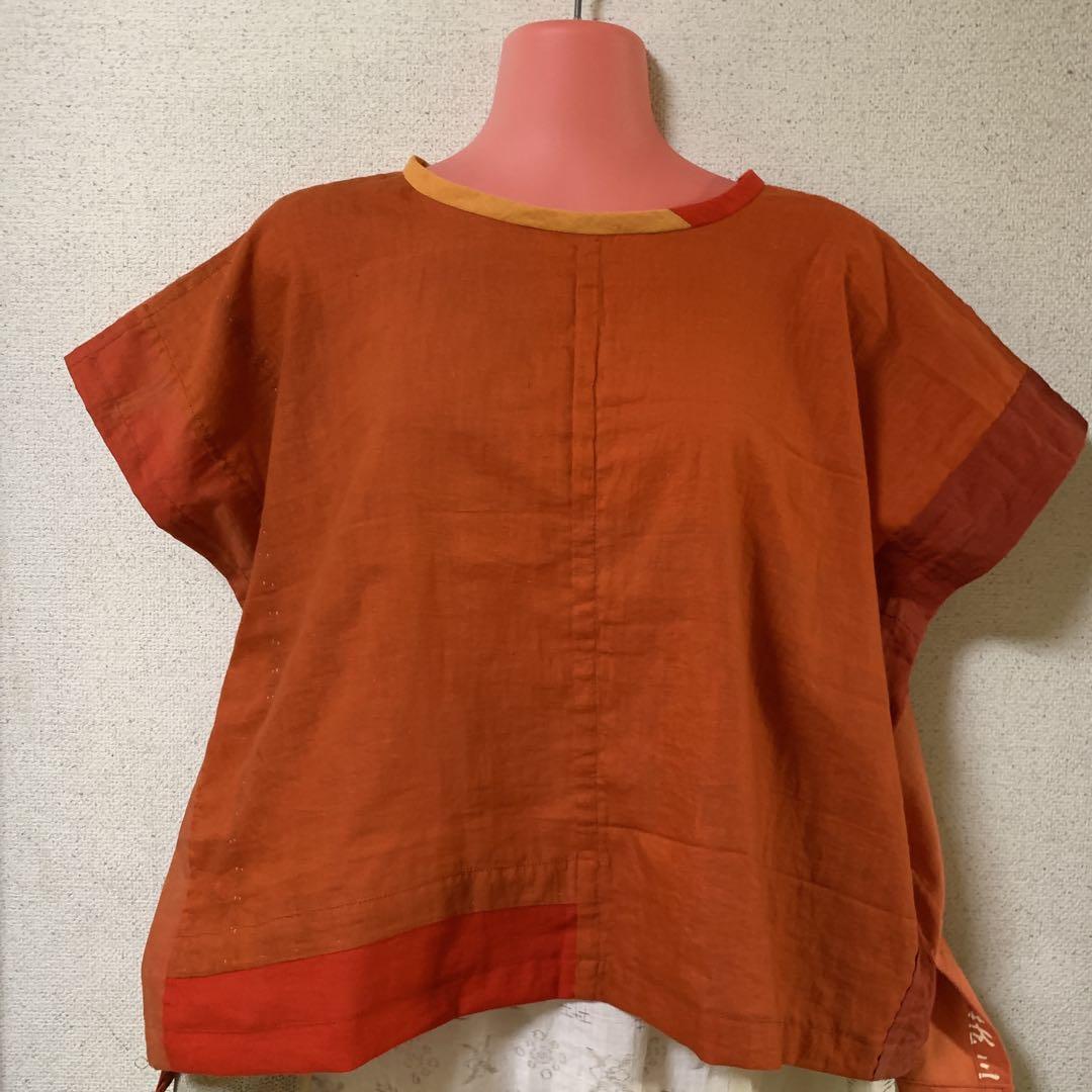 【別倉庫からの配送】 紅花染めトップス 紅花染め木綿 古布 リメイク - メルカリ トップス