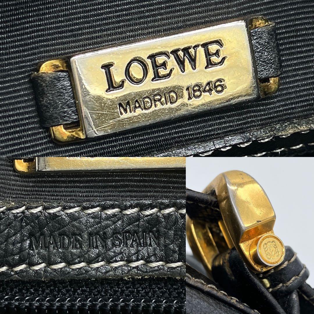 【LOEWE】ショルダーバッグ アナグラム型押し ゴールド金具 レザー ブラック 【LOEWE】ショルダーバッグ アナグラム型押し ゴールド金具 レザー ブラック