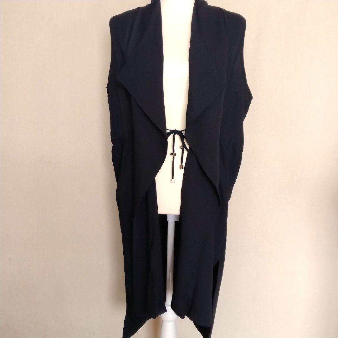 ZARA - ZARA 完売 (M 黒) ロングベスト ロングジレ テーラード