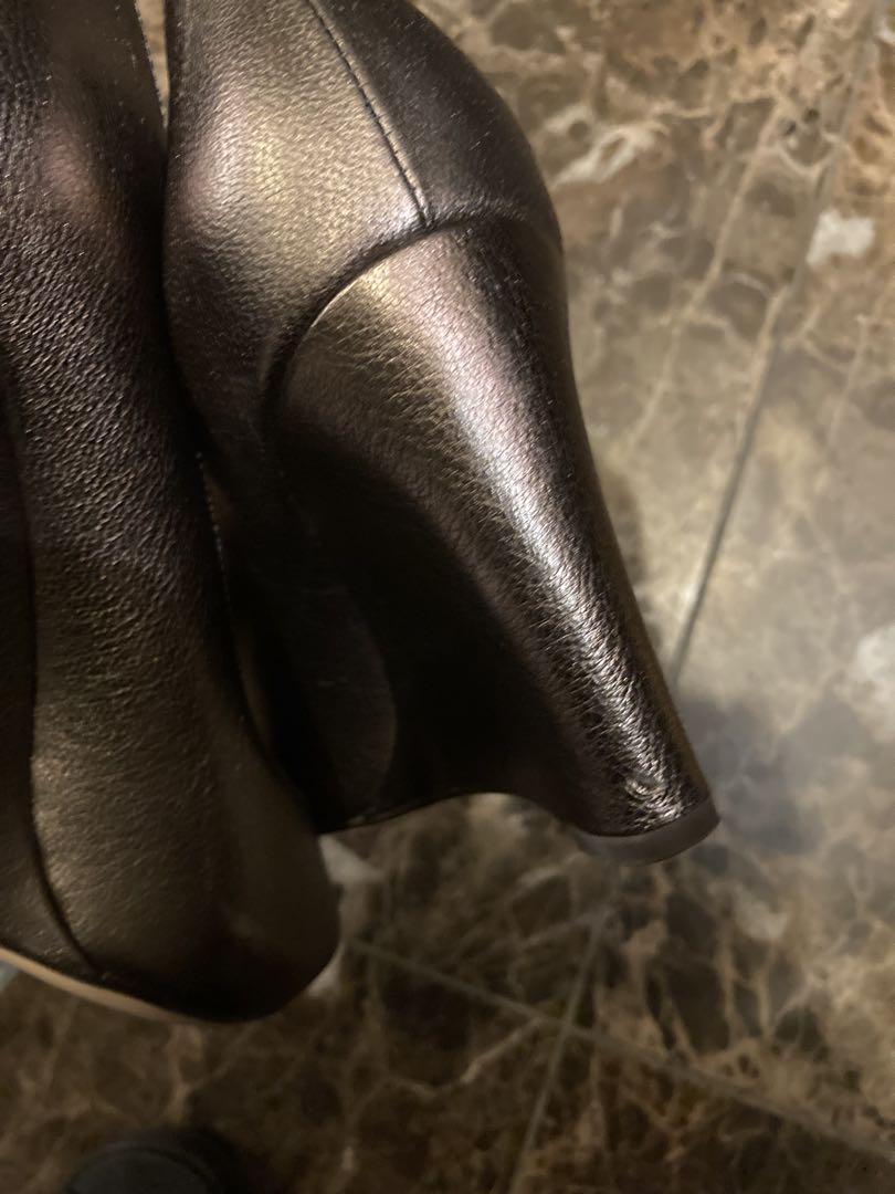Ferragamo シルバーオープントゥウェッジヒール