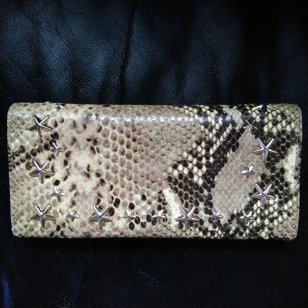 素敵でユニークな JIMMY CHOO☆パイソン柄 長財布 スタースタッズ - 長 ...