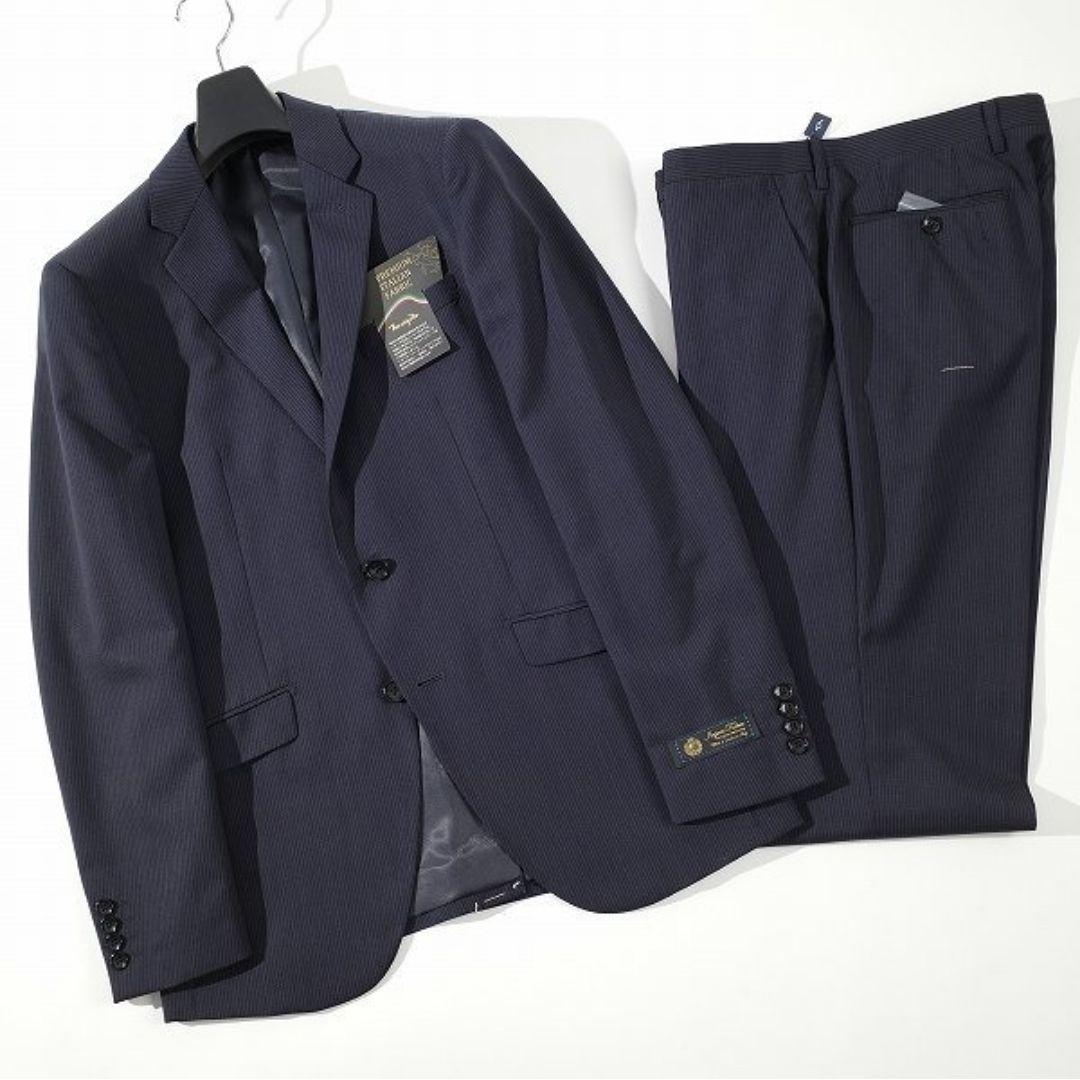 新品 LANEROSSI ラネロッシ マルゾット ストライプスーツ Y4  紺