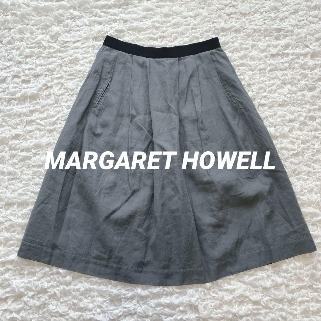 2024春夏 マーガレットハウエル コットンシルクポプリン フレアスカート 0 新品タグ付 2024SS MARGARET HOWELL マーガレットハウエル