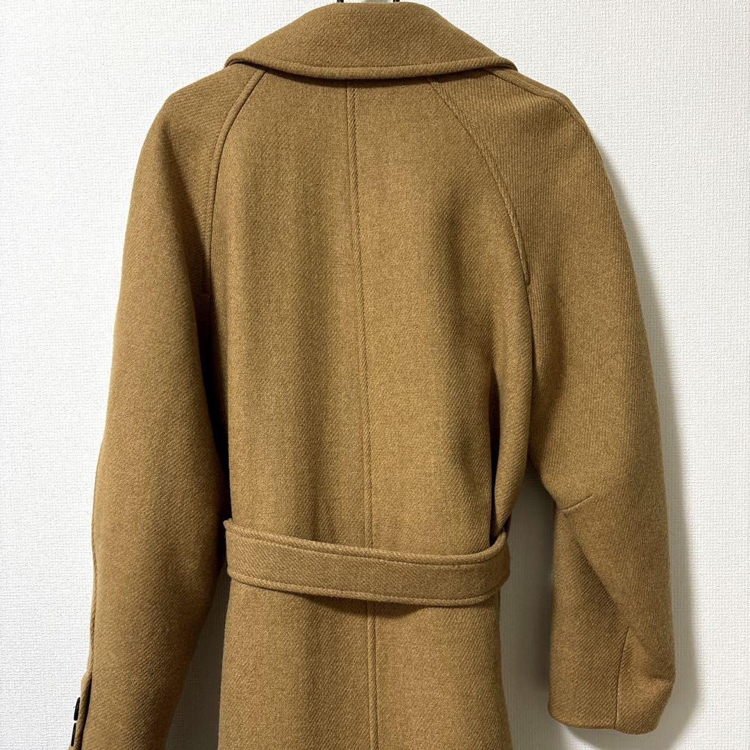 zara ロングラインベルト付きウールブレンドコート