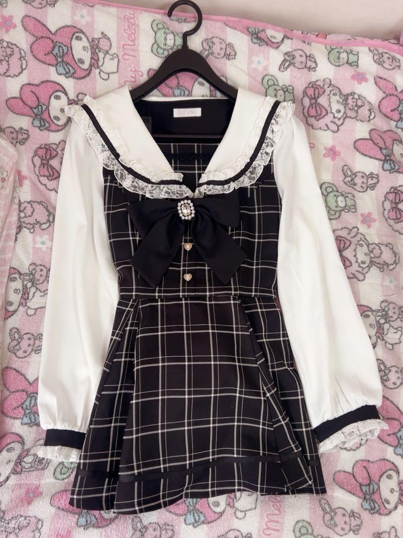 LIZLISA セーラーカラーセットアップ ブラックチェック