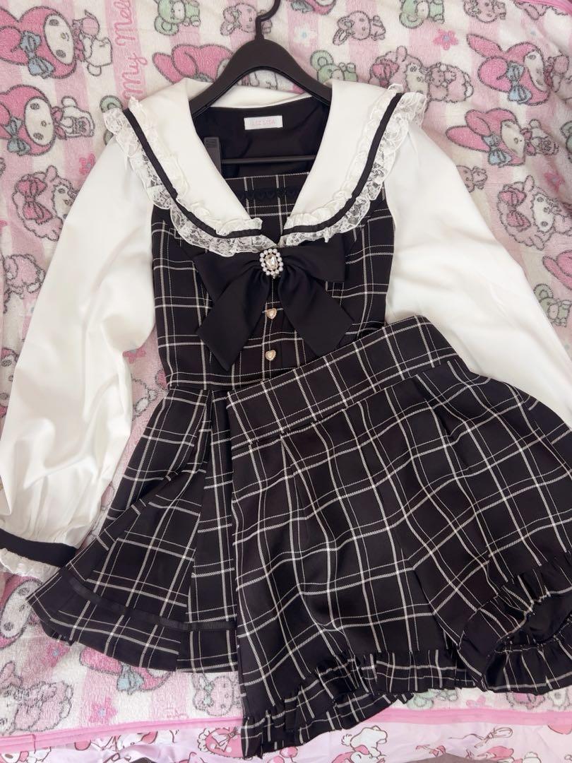 LIZLISA セーラーカラーセットアップ ブラックチェック