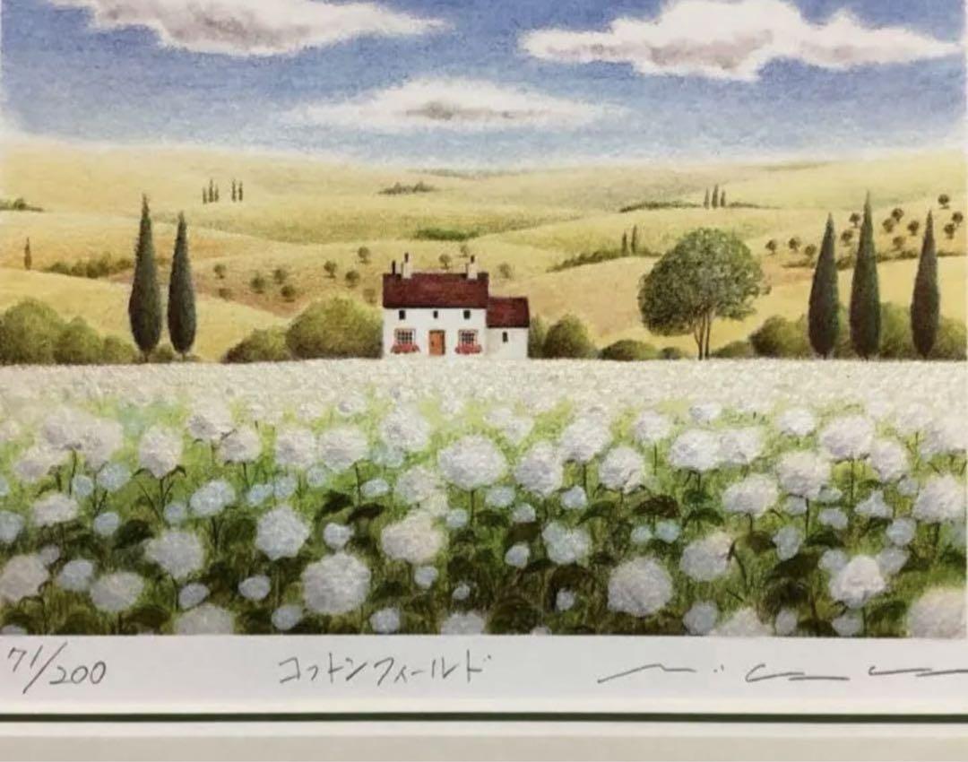 絵画・額縁・版画・渡辺 美香子・新品未使用・雨霞・美術品