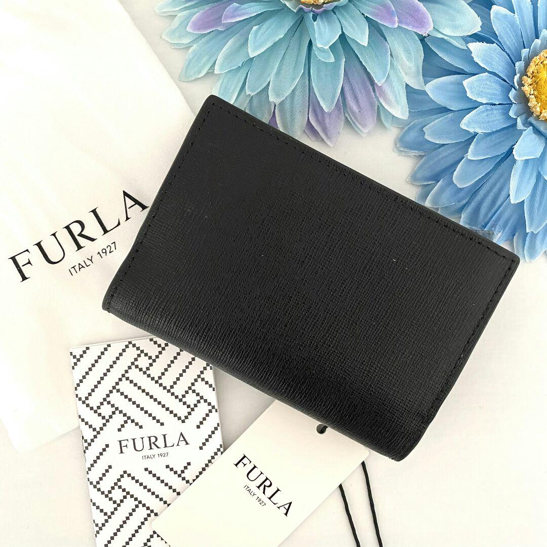 新品】FURLA ブラック レザー 折り財布 新品】FURLA ブラック レザー 折り財布