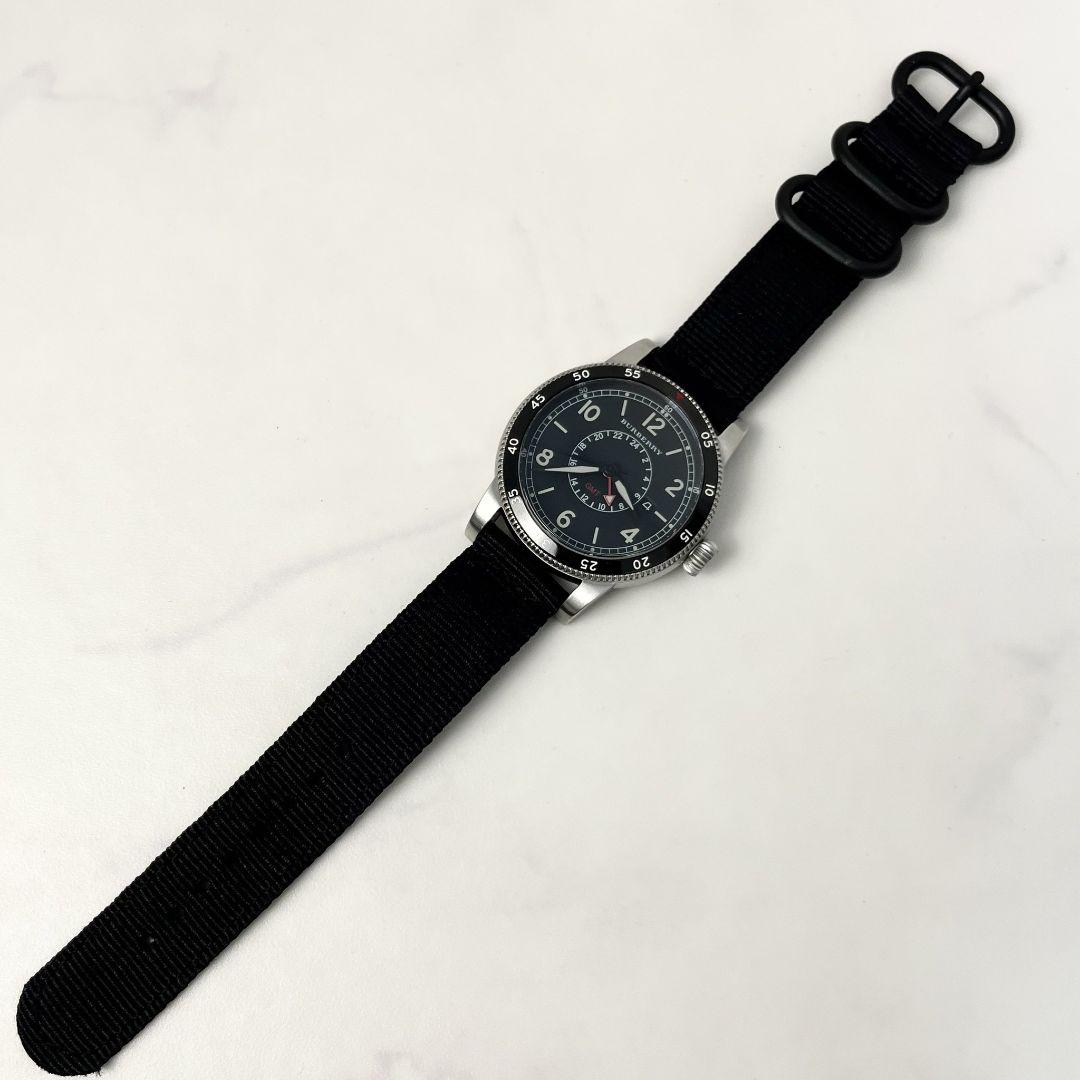 【稼働】 BURBERRY BU7854 GMT 黒文字盤 腕時計 ブラック