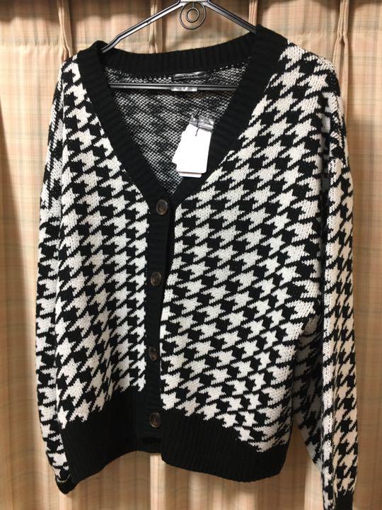 【25%OFF】 新品 2点 千鳥格子 ニットカーディガン トップス 4L 大きいサイズ 【25%OFF】 新品 2点 千鳥格子 ニットカーディガン トップス 4L 大きいサイズ