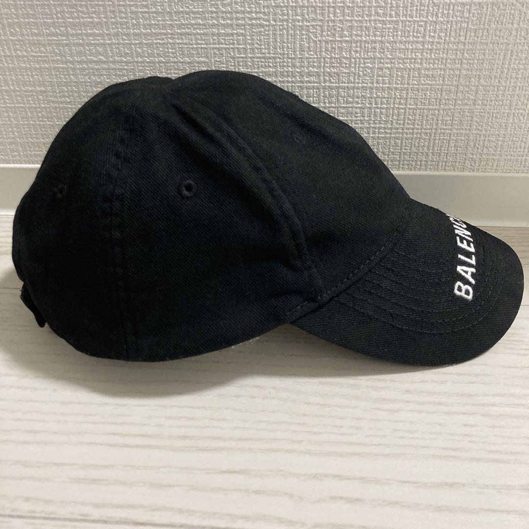 ✨超美✨BALENCIAGA バイザーロゴ キャップ L58 マジックテープ 黒