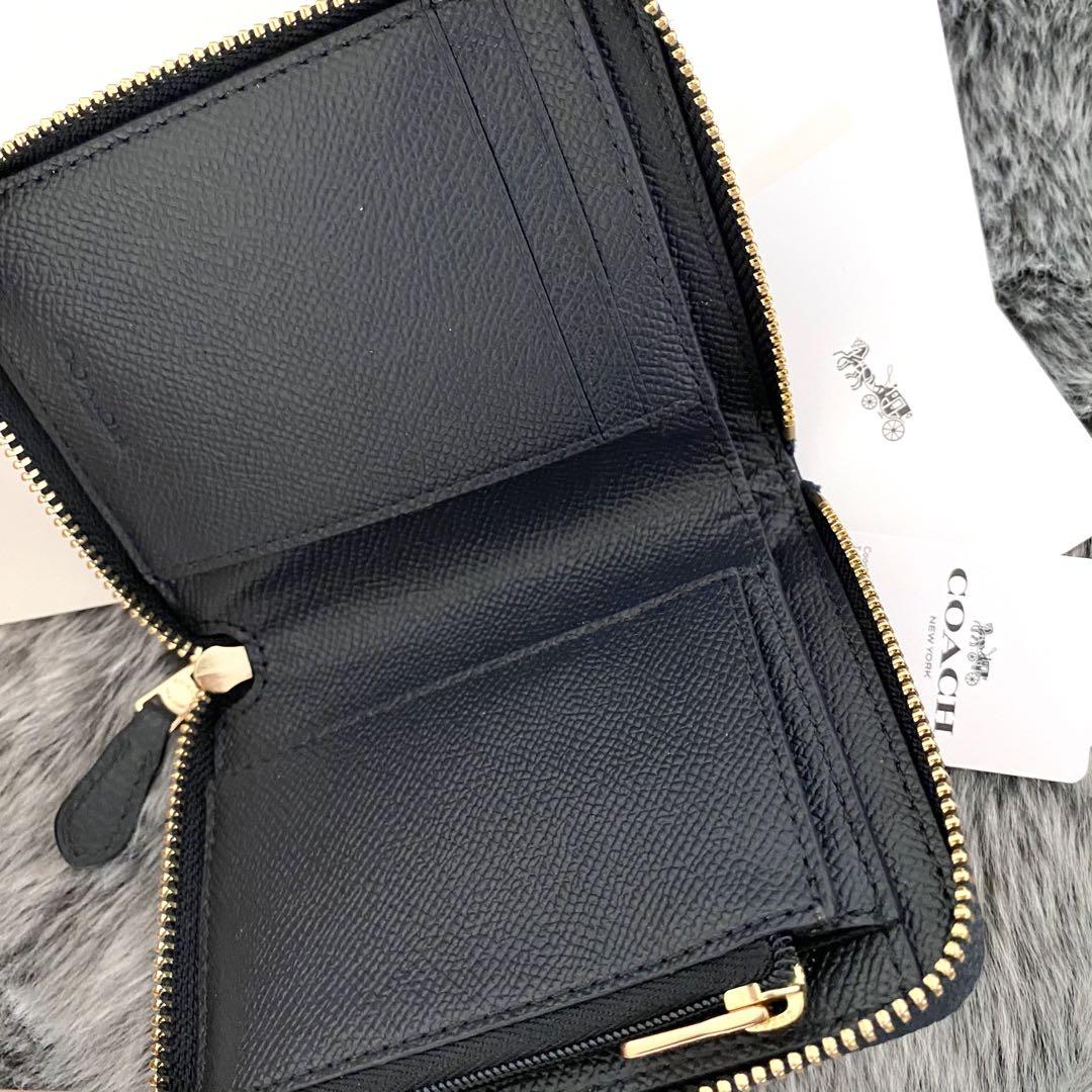新品☆COACH(コーチ)メンズ ミッドナイトブルー レザー 折り財布