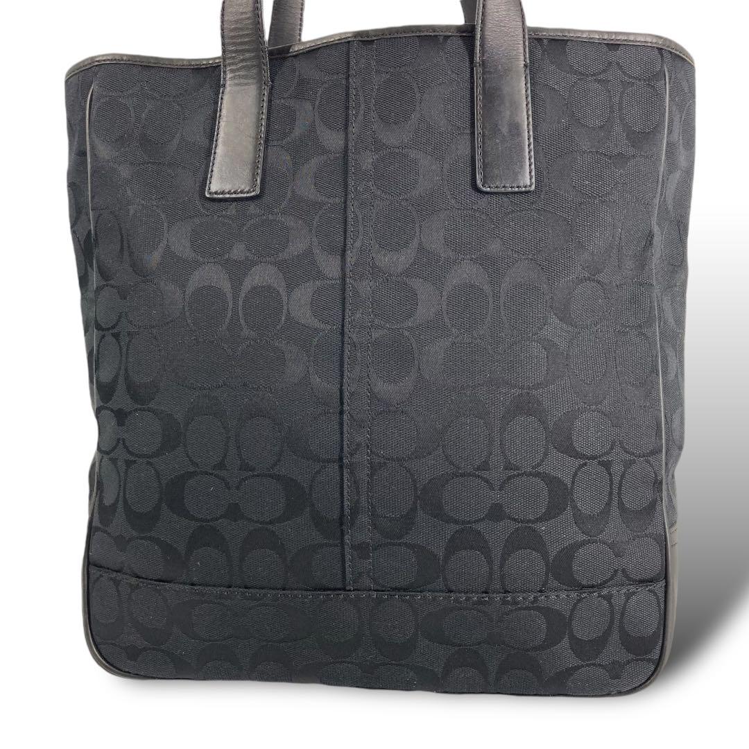 コーチ COACH ハンドバッグ キャンバス レザー ブラック シグネチャー 黒