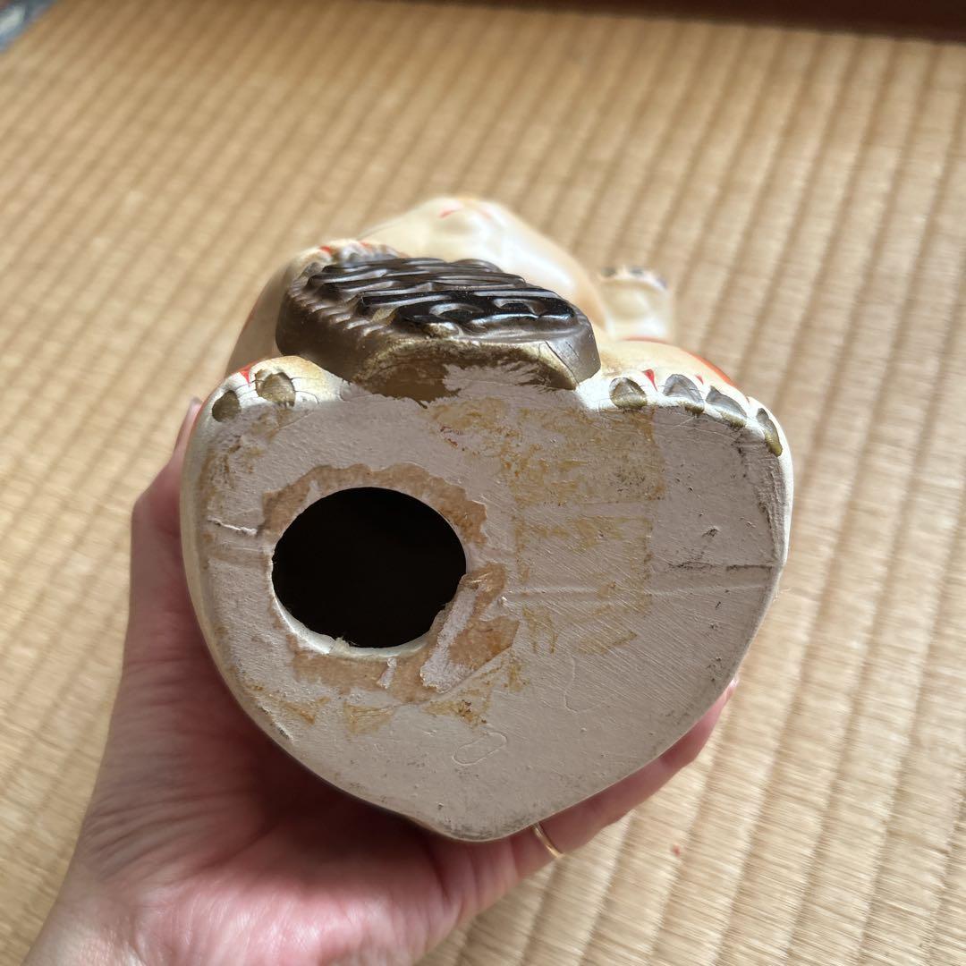 陶器 招き猫 約43cm 左手挙げ 昭和レトロ 陶器製 昭和レトロデザイン 招き猫人形貯金箱 商売繁盛