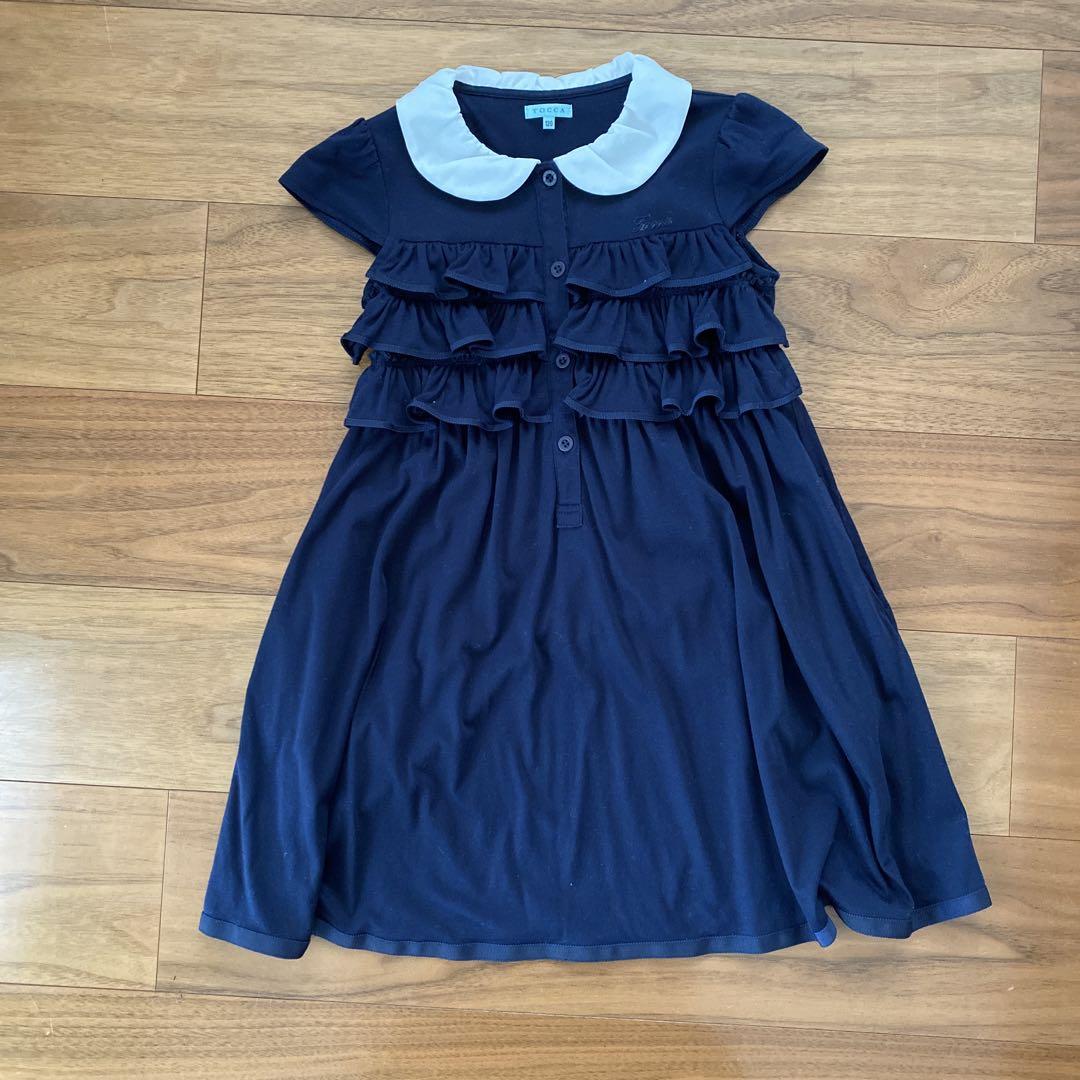 中古品】Tocca キッズワンピース サイズ120㎝ cotton100 紺色
