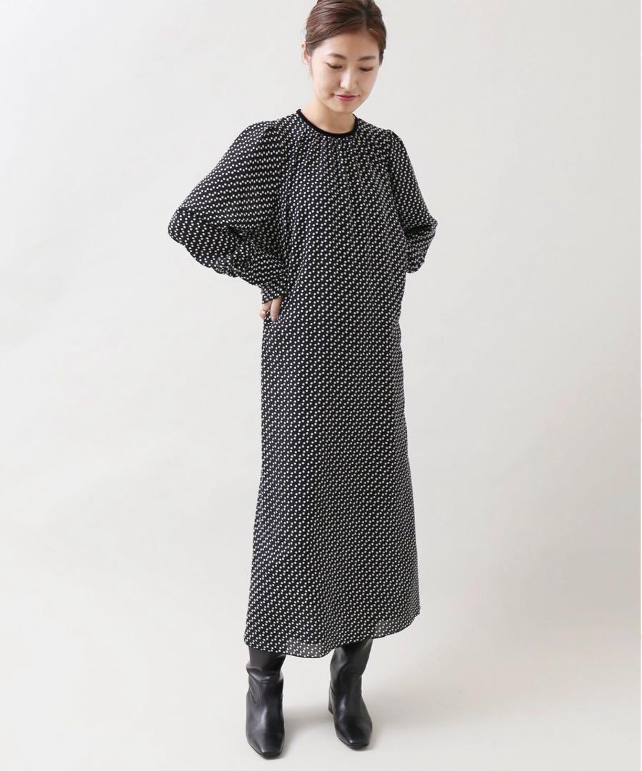 464y*美品 イエナ IENA ドット クルーネック ワンピース