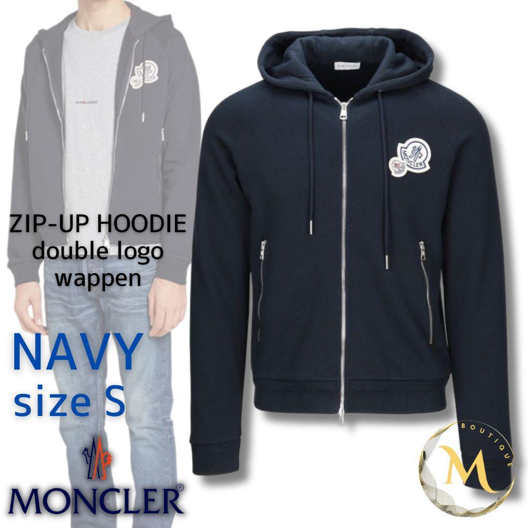 円高還元 新品未使用タグ付き☆MONCLER ダブルワッペンロゴ パーカー S トップス