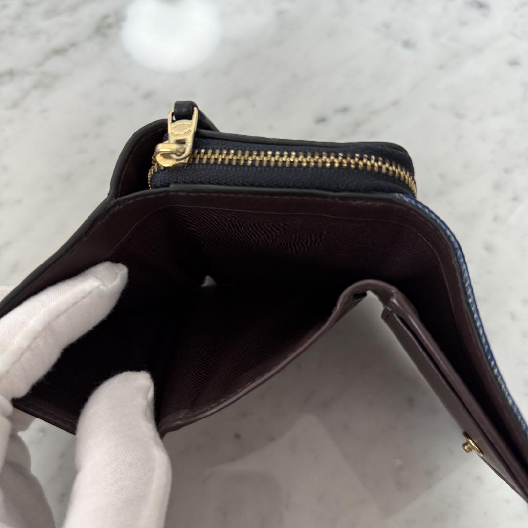 COACH コーチ 三つ折財布 デニム キャンバス ホース コンパクト