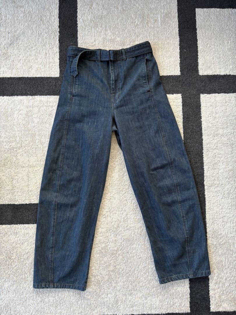 美品LEMAIREルメールTWISTED BELTEDPANTS Sサイズデニム