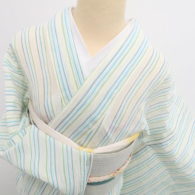 新品 麻 仕立て上がり 夏着物 オーガニックラミー 仕付糸付 小千谷縮 6033 新品 麻 オーガニックラミー お仕立て上がり品 洗える夏着物