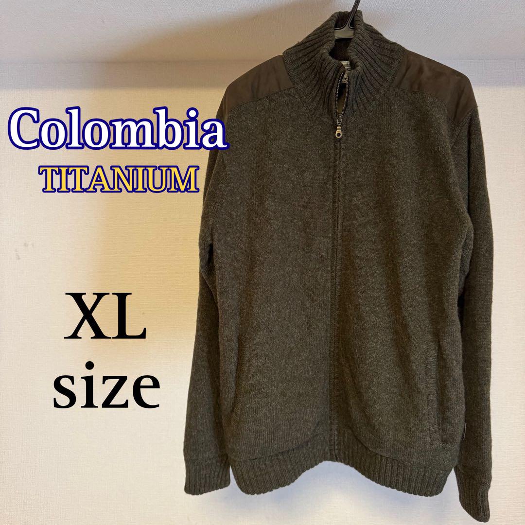 コロンビア Columbia ウールセーター XL チタニウム ジップ