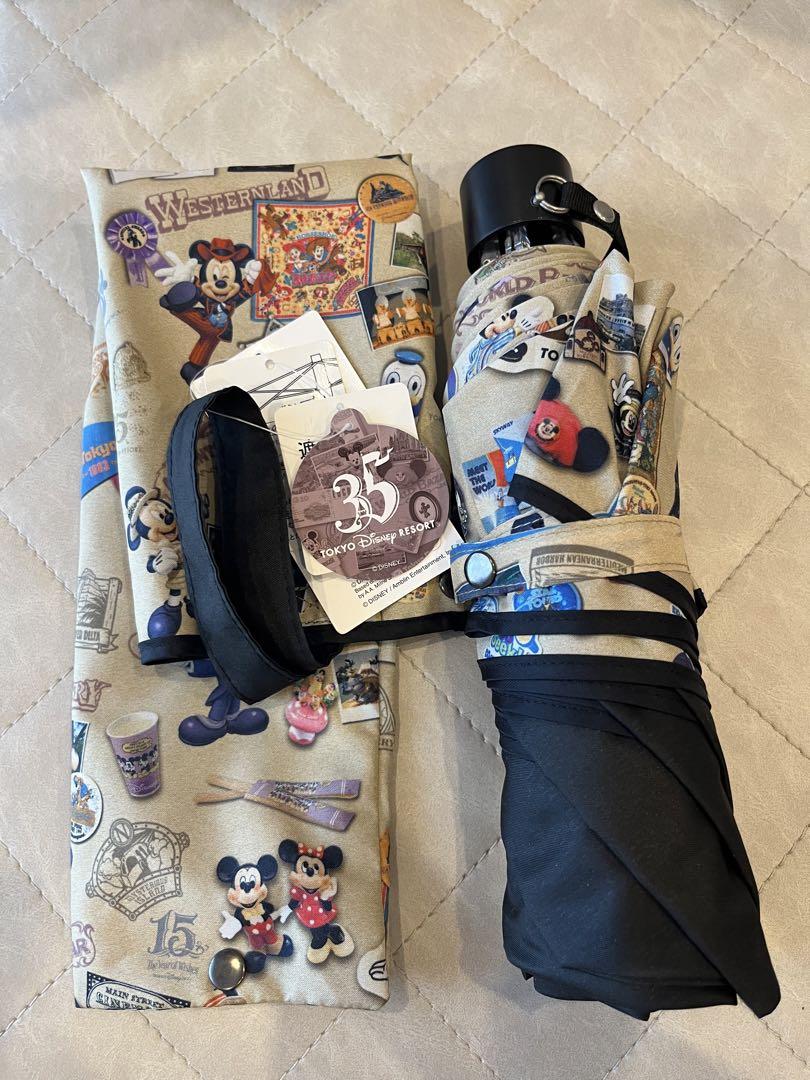 新品未使用　ディズニー　35周年　日傘　ヒストリー柄　TDL