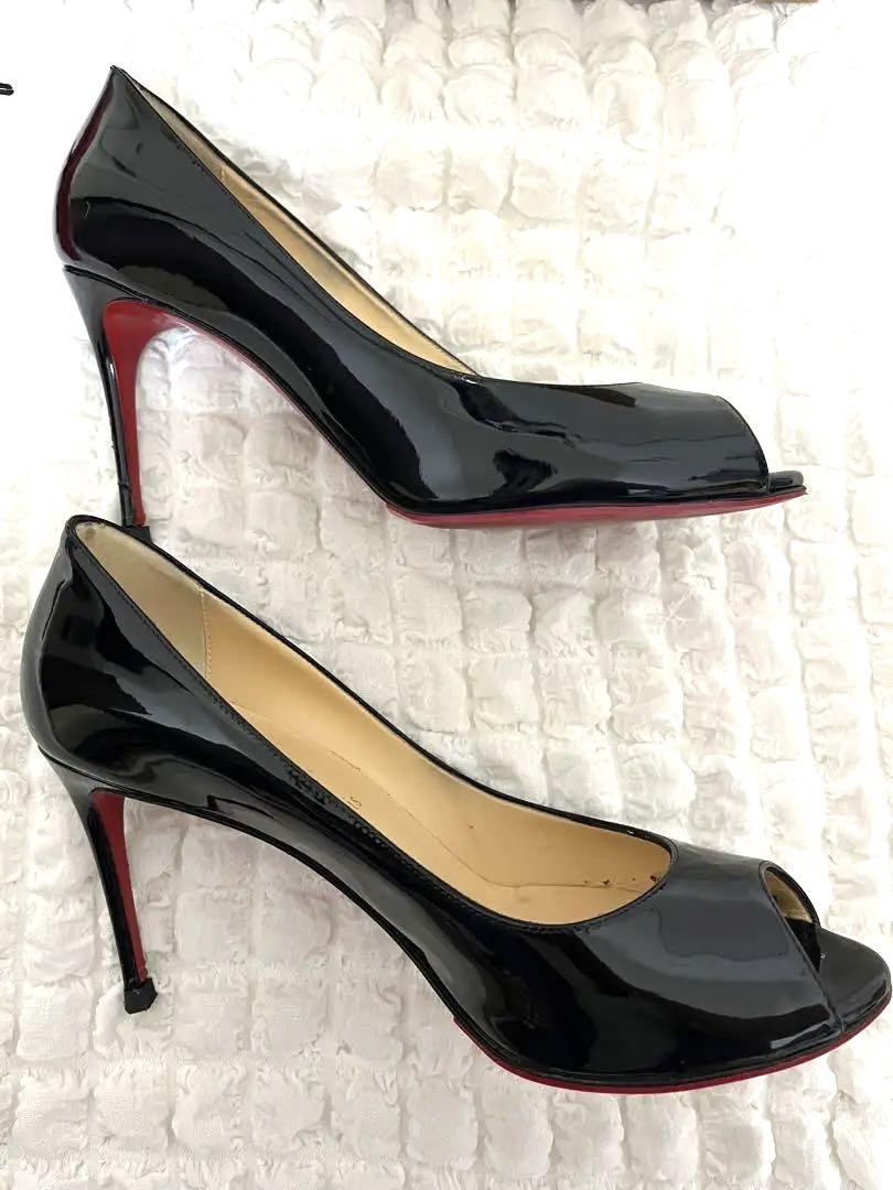 Christian Louboutin 黒 オープントゥ パンプス 38 Christian Louboutin 黒 オープントゥ パンプス 38