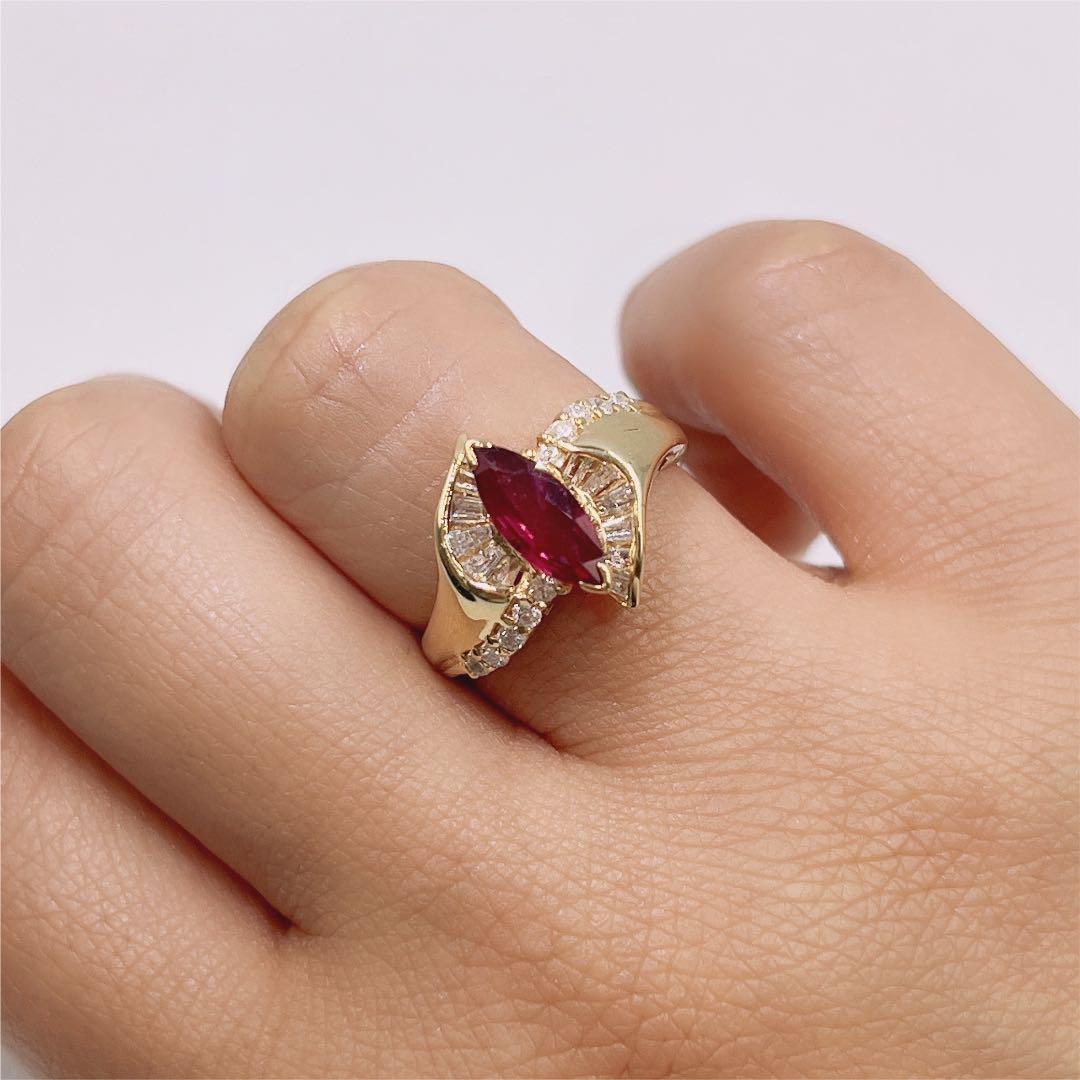 ダイヤモン ルビー 0.9ct以上 ダイヤモンド K18リング *サイズ変更可* 7wNO6-m57605135118 リング
