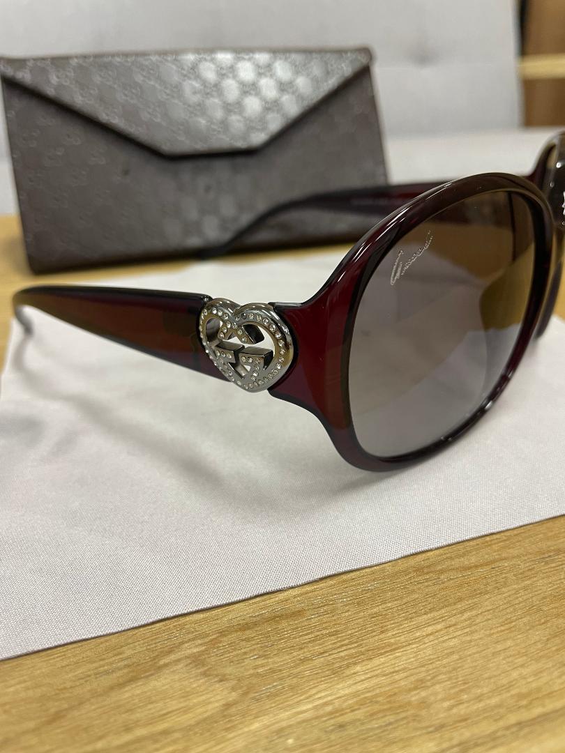 【美品】 GUCCI ラウンド サングラス　ダークブラウン ラブリーハート