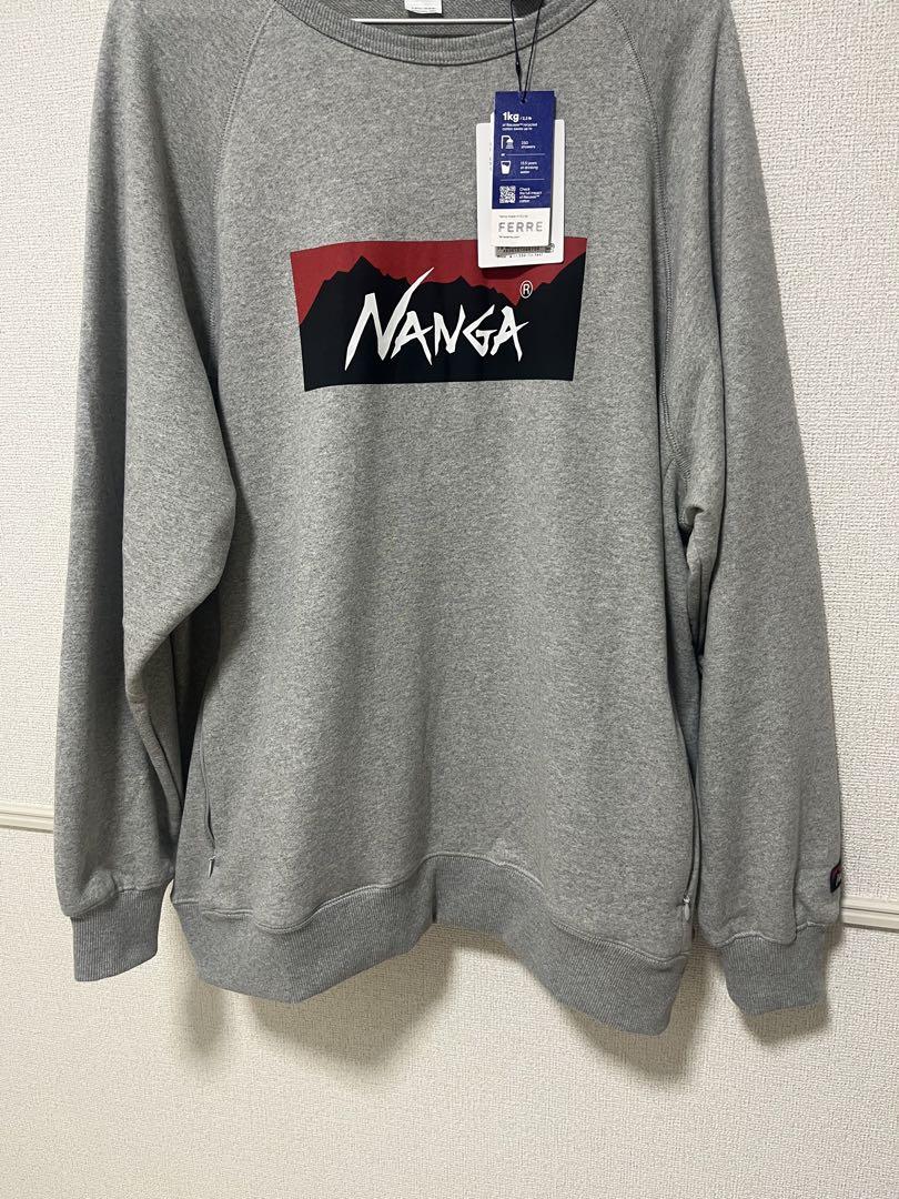未使用 NANGA グレー トレーナー 日本サイズ L BOX LOGO