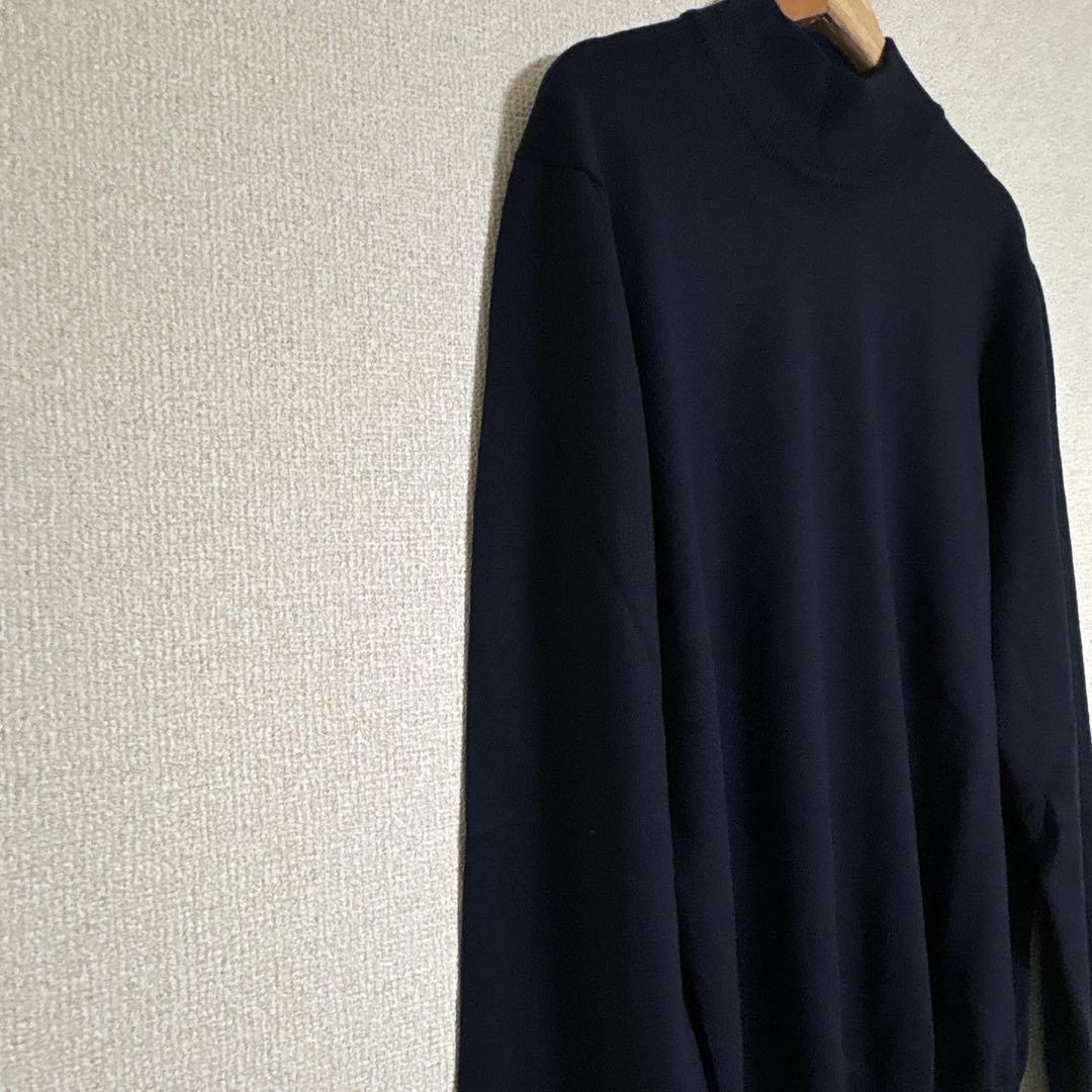 【新品】グランサッソ　モックネックニット　ネイビー　バージンウール　50