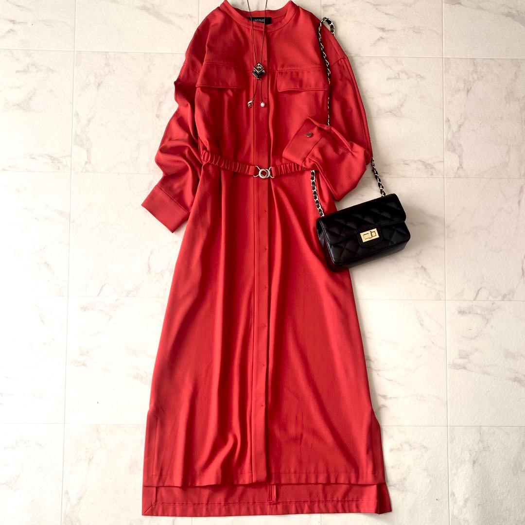 極美品.定価3.3万☆アンタイトル 洗える バンドカラーシャツワンピース 02