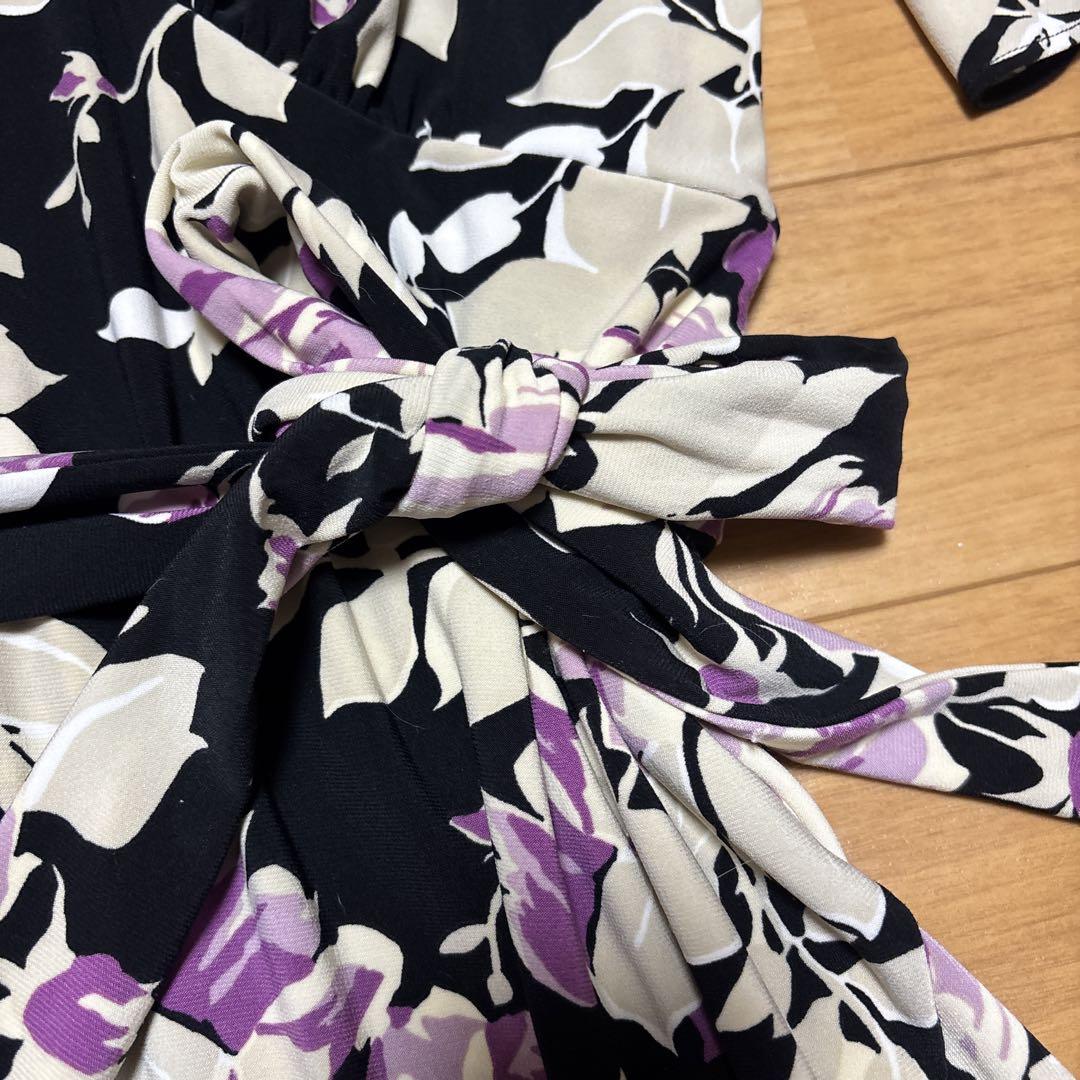 専用です。LAUREN フラワープリント フリル、ラップドレス新品6。L〜。