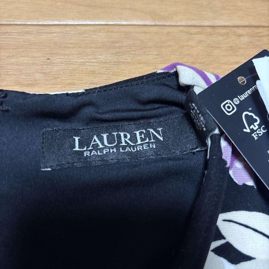 専用です。LAUREN フラワープリント フリル、ラップドレス新品6。L〜。