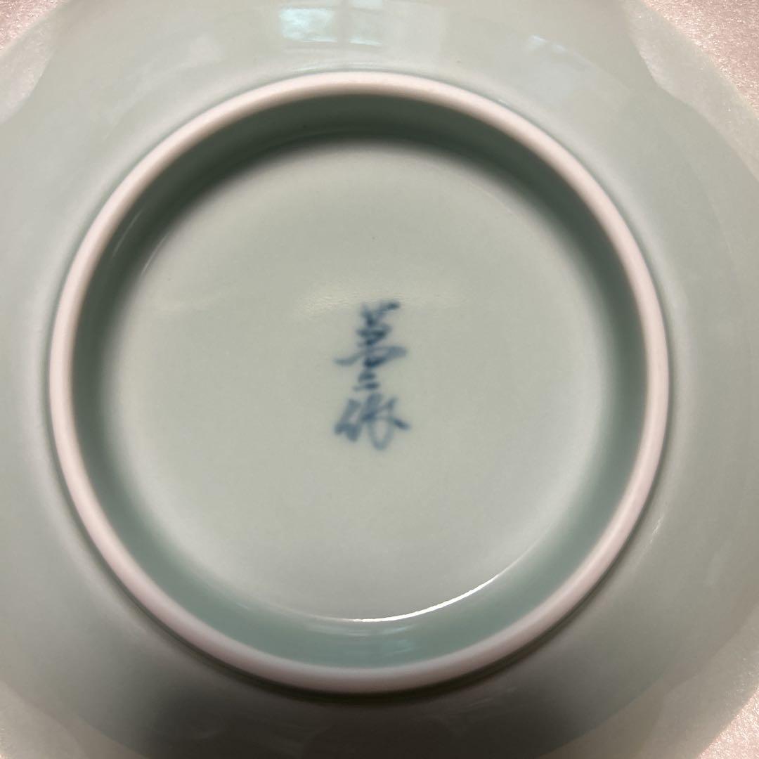 井上萬二 青白磁牡丹彫文 皿 キッチン・食器