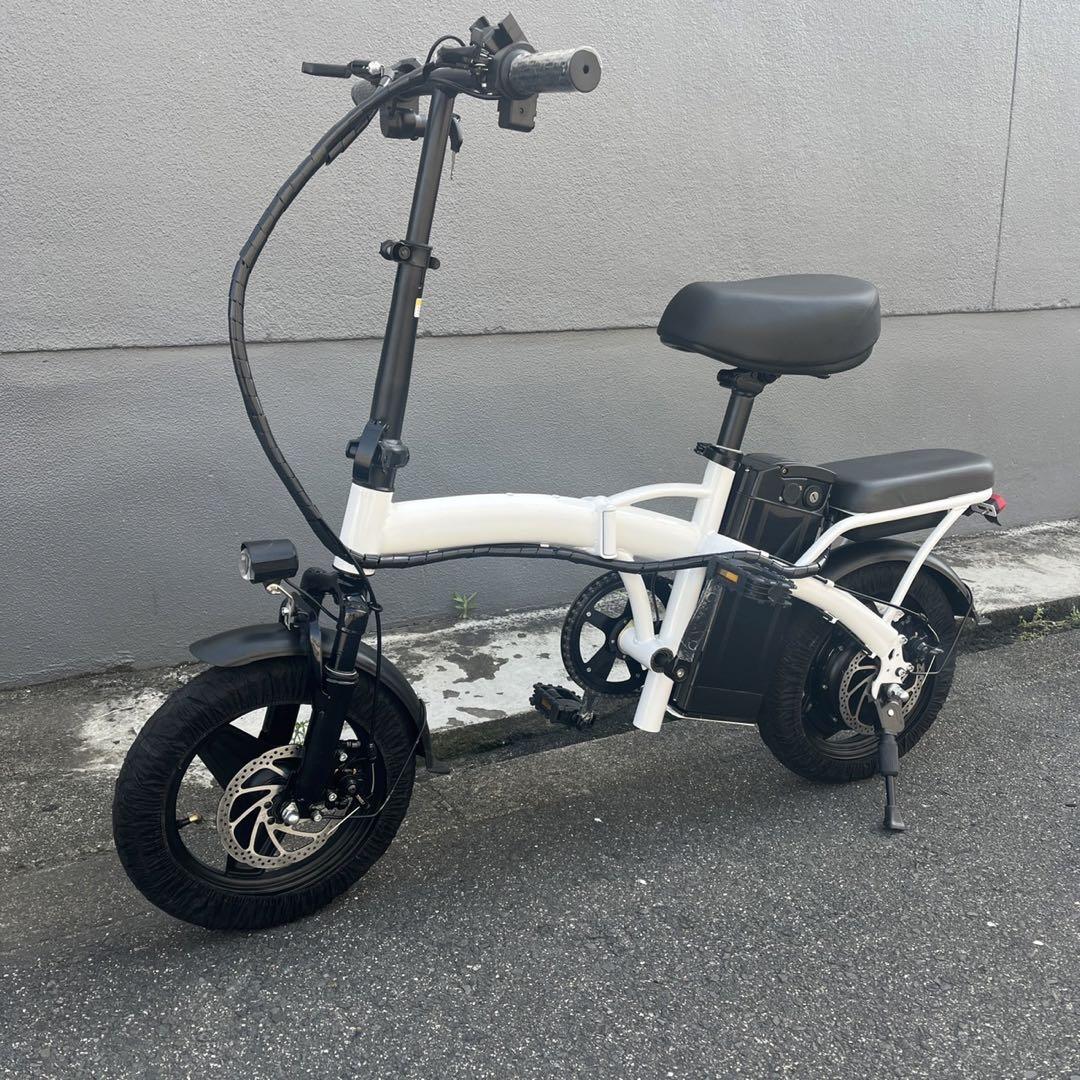 【希少！ホワイト白】電動自転車大人気のフル電動自転車折り畳み可能◎