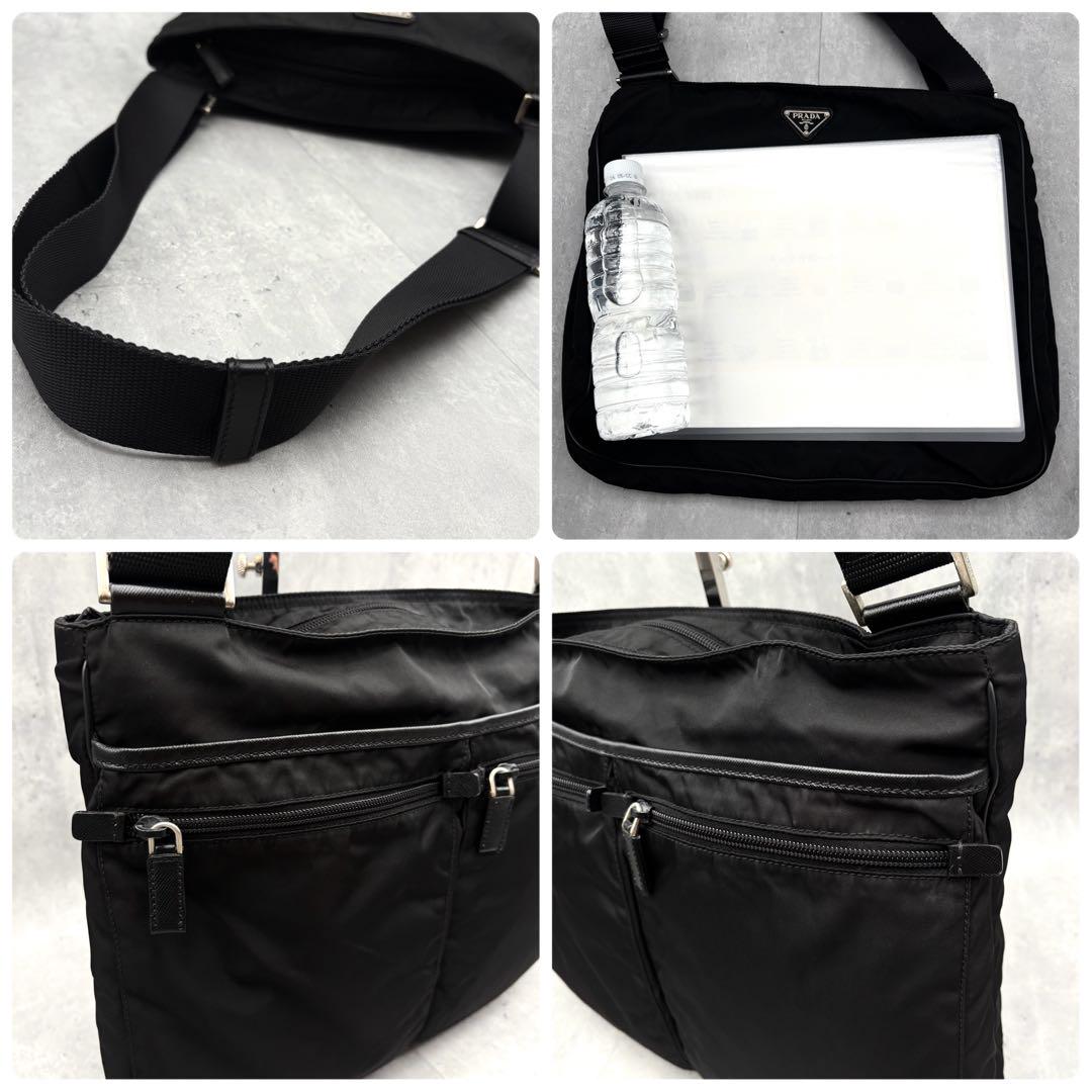 【美品/A4可／カード】✨プラダ　ショルダーバッグ　三角ロゴ　ナイロン　ブラック