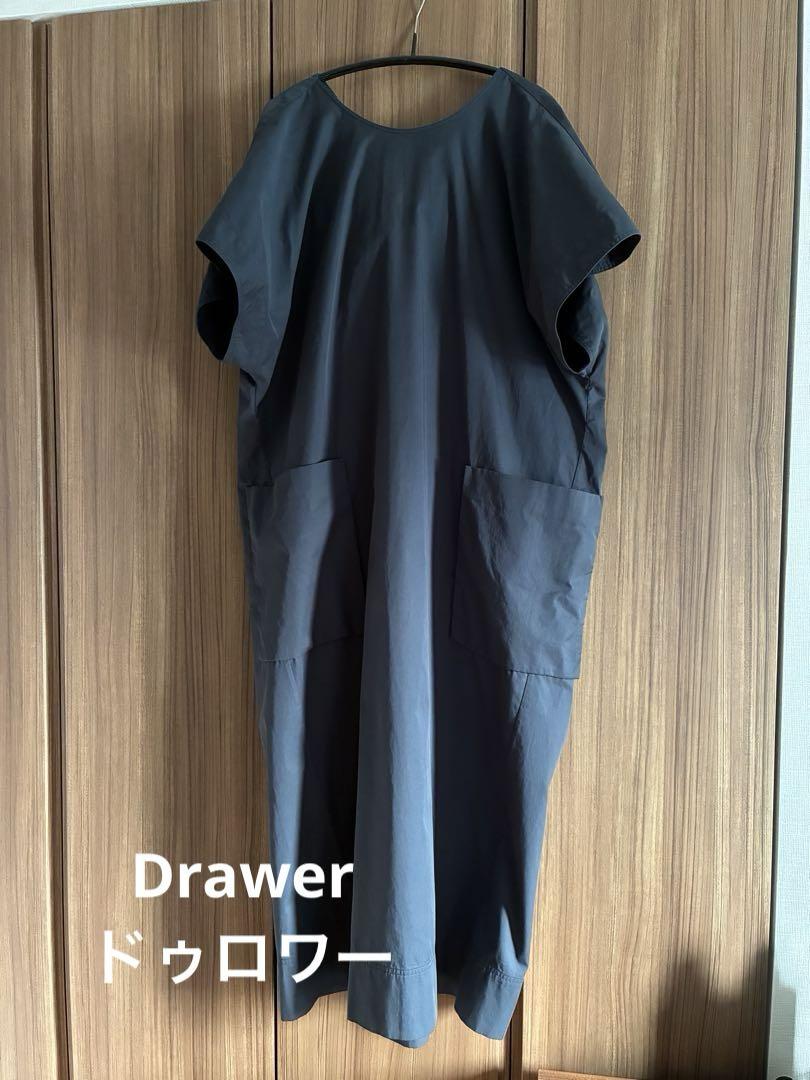 美品　Drawerドゥロワー ビッグポケットリボンワンピース