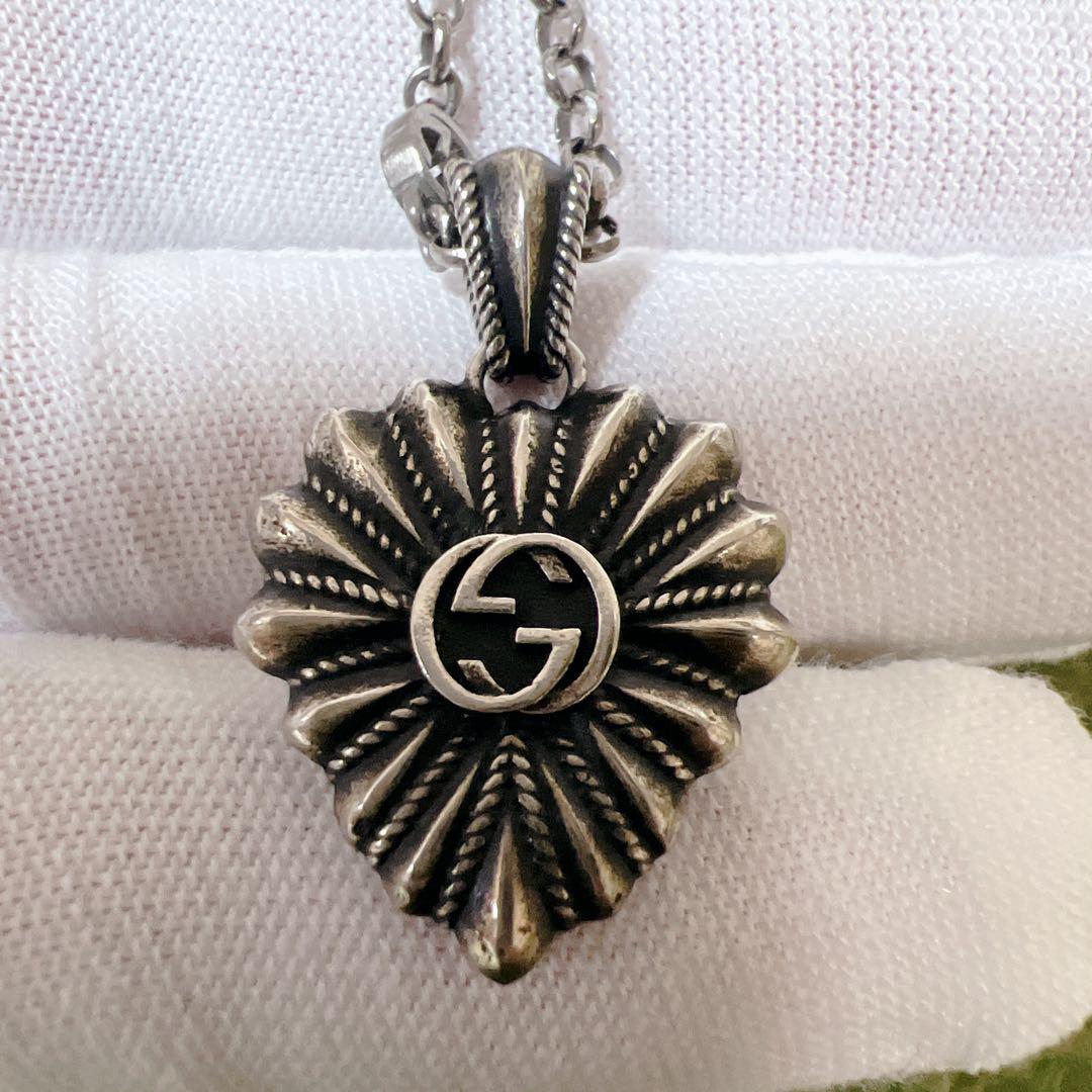 極美品‼️GUCCI 燻‼️インターロッキングネックレスS 極美品》グッチ ハート インターロッキング チェーン ネックレス