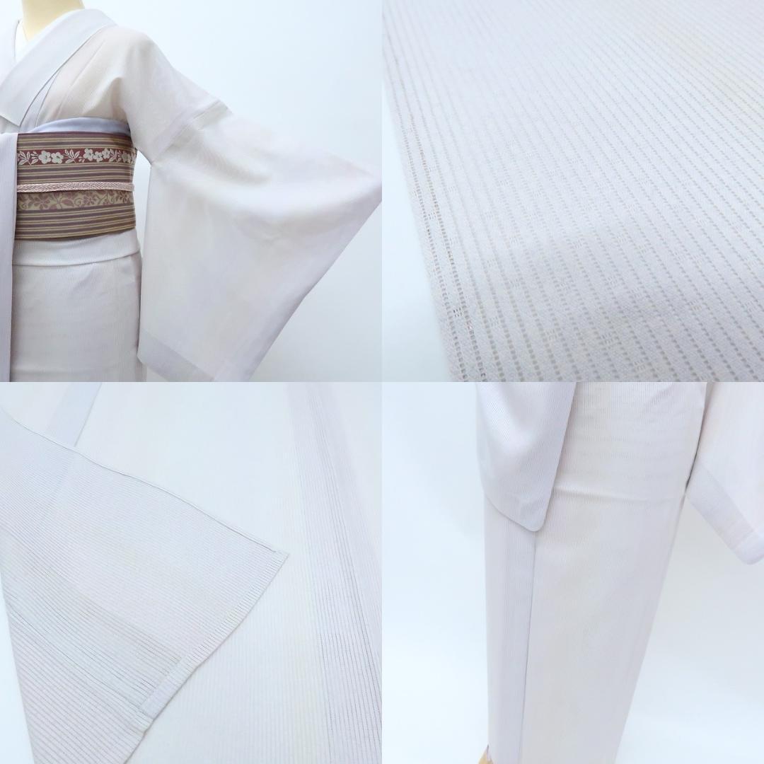 Y2908◆美品 洗える夏着物 縦絽 誂えポリ 高級手縫い仕立て 暈し小紋 着物