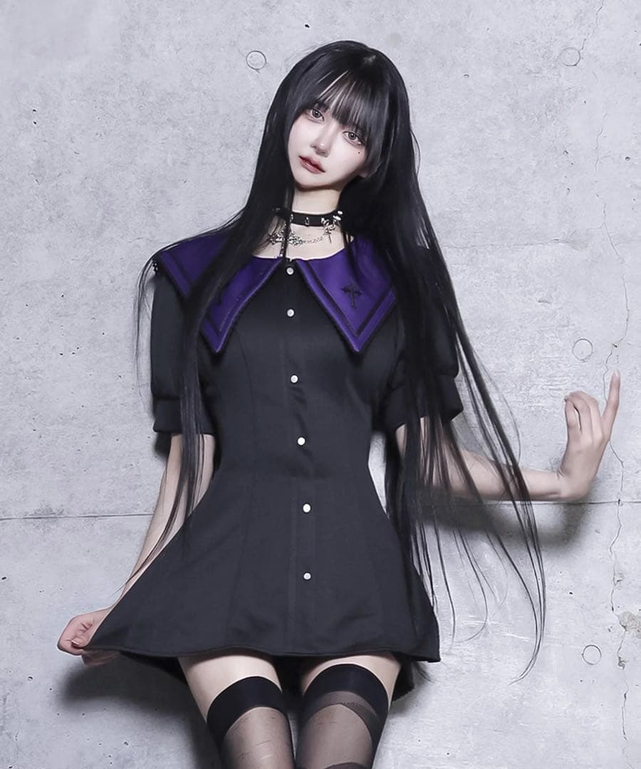 【Amilige】セーラー衿トップス＋ショートパンツセットアップ