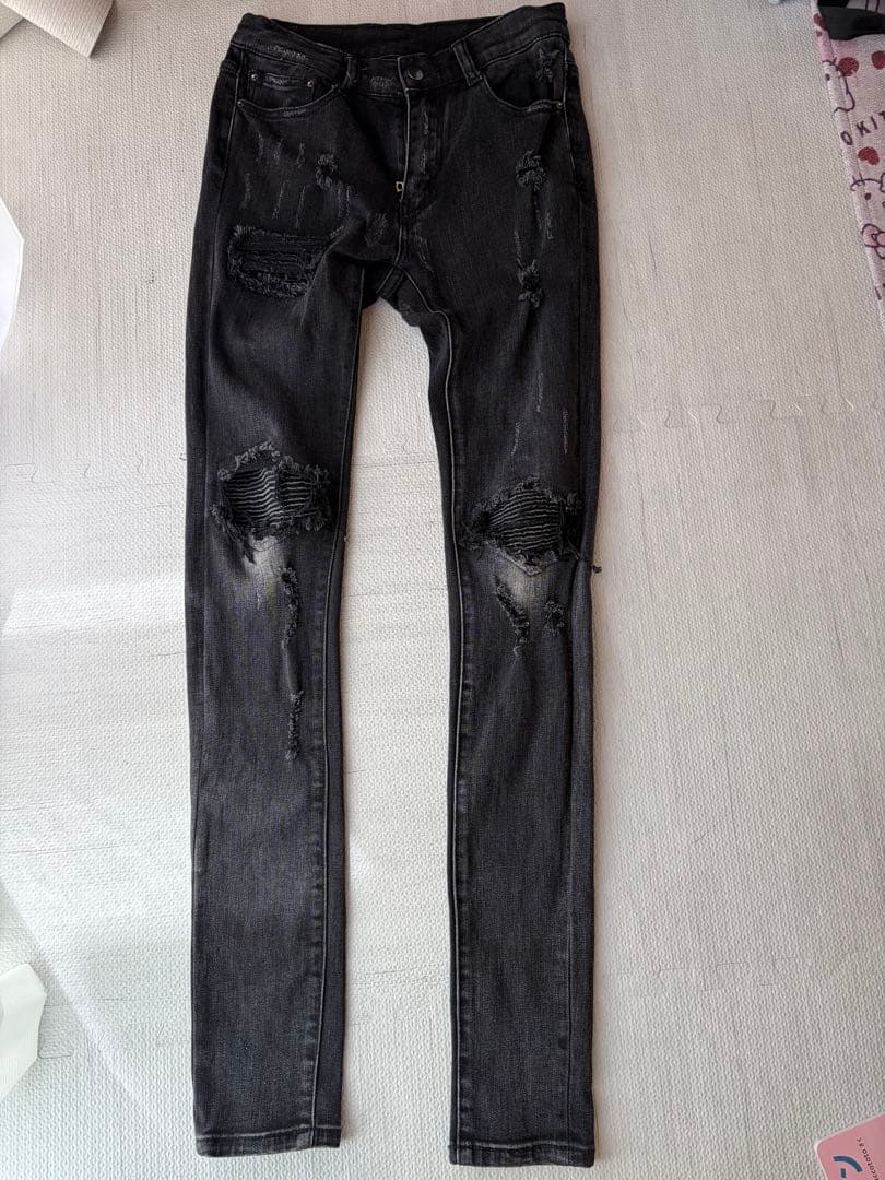 mnml ミニマル STRETCH DENIM ダメージジーンズ 28S mnml