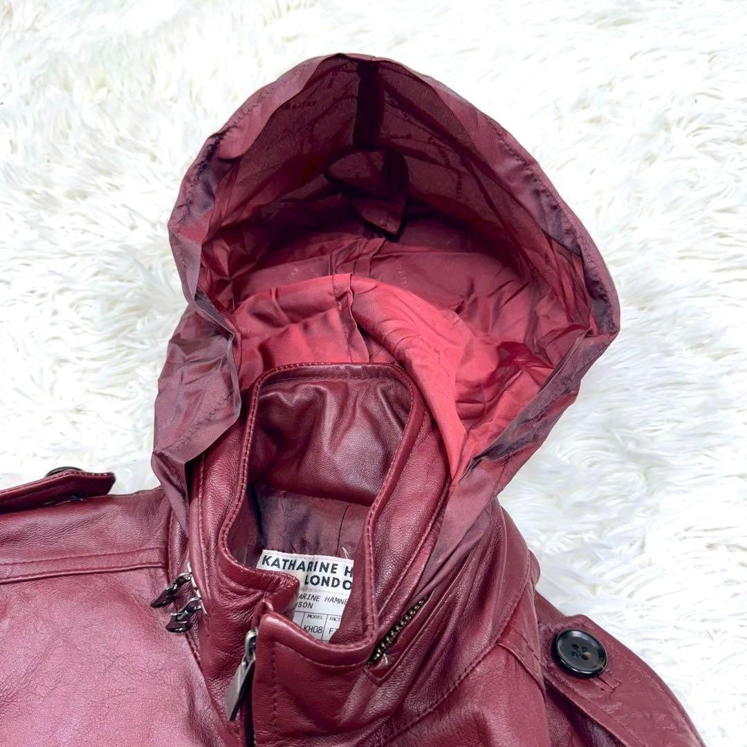 キャサリンハムネット　ロンドン レザー シングルライダースジャケット　サイズ　L キャサリンハムネットロンドン✨ライダースジャケット