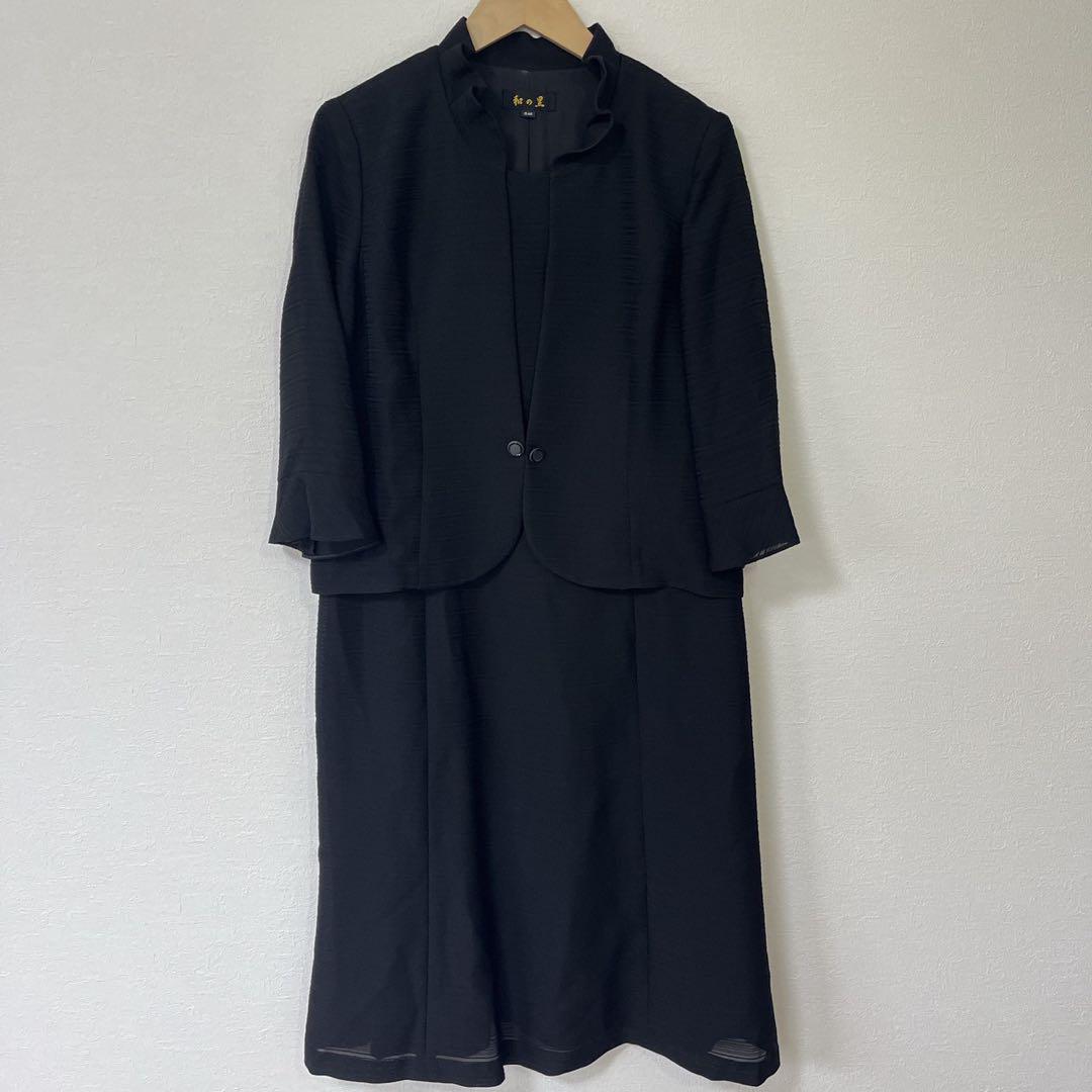 ［和の黒］フォーマルワンピース(3L)/15AR カーディガンセット 喪服