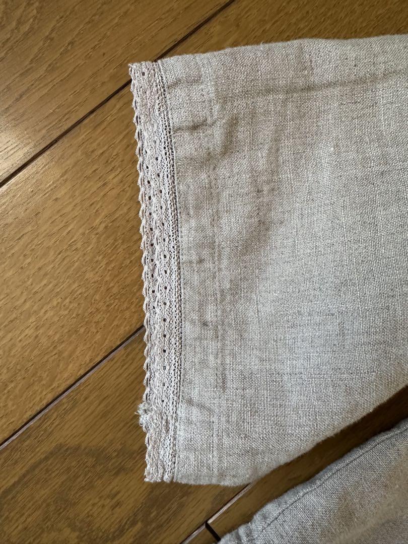 nest Robe ブラックリネン×レース ショートチャーチスモック nest Robeブラックリネン×レース ショートチャーチスモック