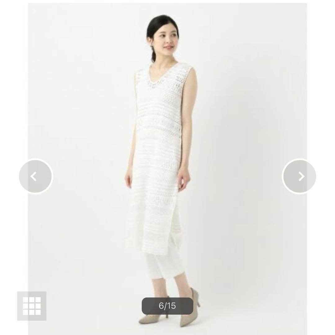 23区　白　ニット　ワンピース　編み　春夏