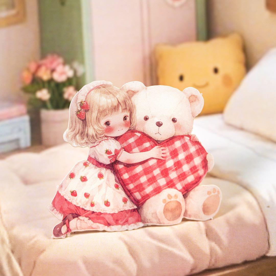 S1414❥糖豆与小熊玩偶6種 女の子 くま ステッカー ♡ 海外 シール