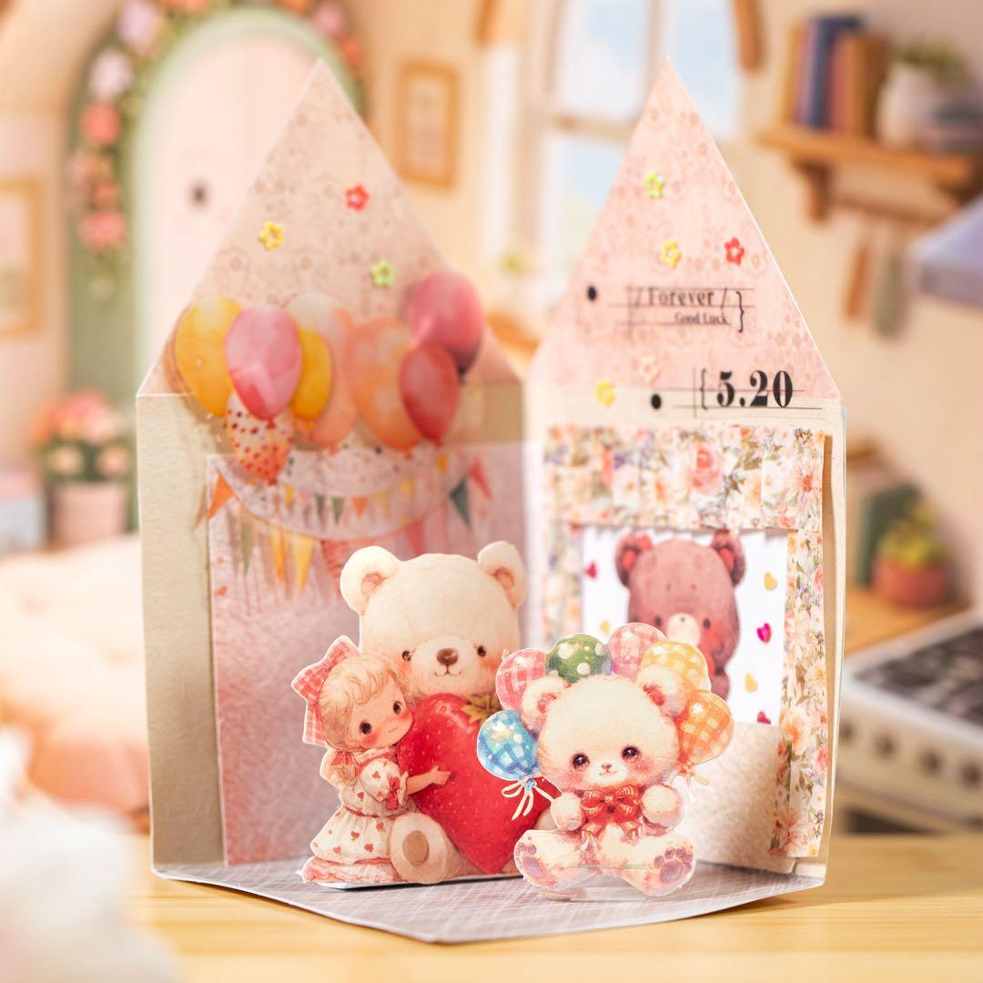 S1414❥糖豆与小熊玩偶6種 女の子 くま ステッカー ♡ 海外 シール